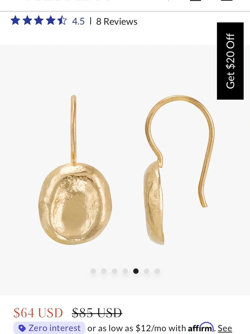Silpada Gold Hammered Dome Drop Earrings